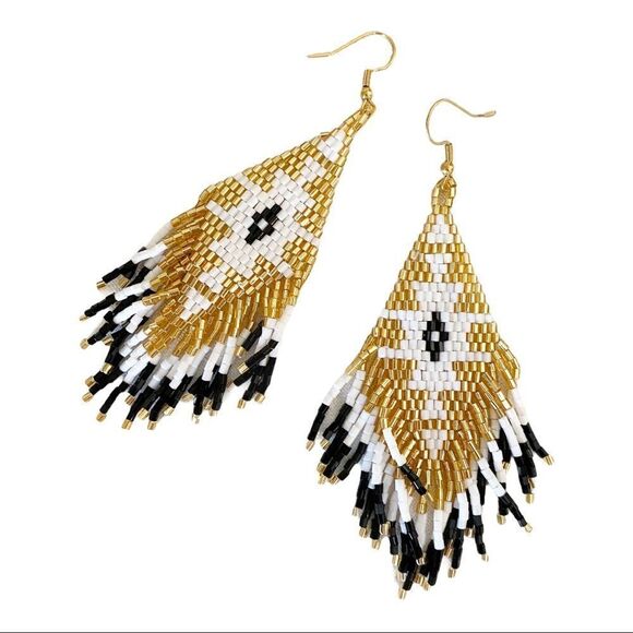 Handmade Miyuki Beaded Fringe Boho Earrings - Picture 2 of 12